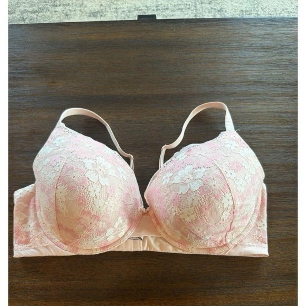 Victoria's Secret Body by Victoria Wire Free Floral Lace Pink Bra Womens 40D